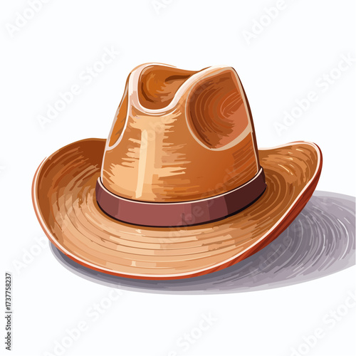 Joli chapeau de cow-boy en cuir marron, isolé sur fond blanc