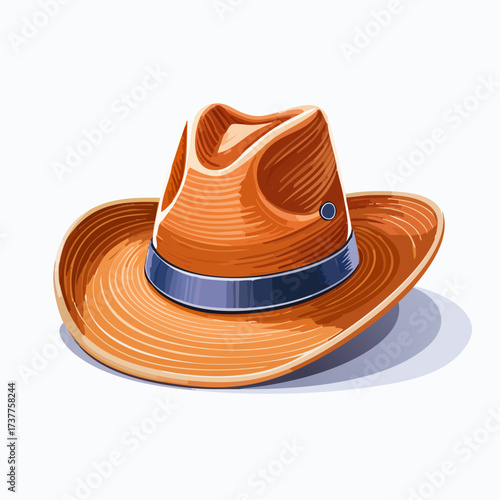 Joli chapeau de cow-boy en cuir marron, isolé sur fond blanc