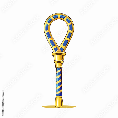 Sublime illustration d'un sceptre Egyptien, or et bleu, sur fond blanc