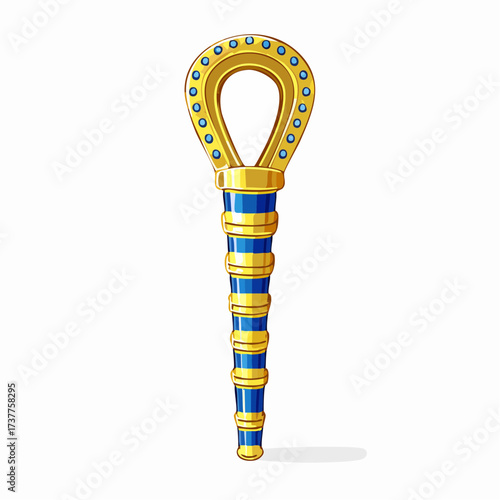 Sublime illustration d'un sceptre Egyptien, or et bleu, sur fond blanc