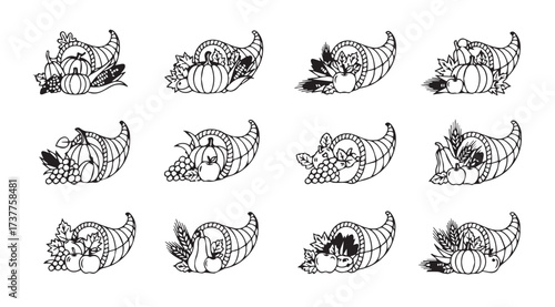 Vector art of cornucopia line art