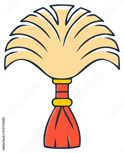Stylized traditional decorative fan or tassel design element illustration