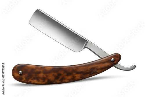 Straight razor with wooden handle for shaving and grooming