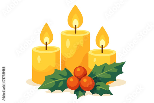 Christmas linear icon set. featuring candle, holly, berry, festive, celebration, holiday, and flame symbols