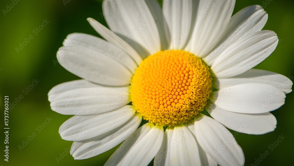 Fototapeta premium Bright white daisy flower with yellow center in nature