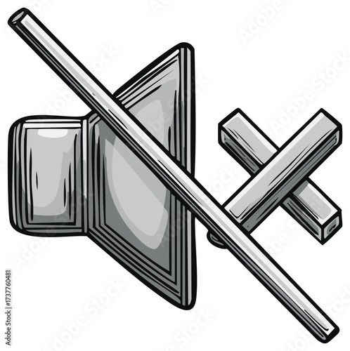 Mute speaker icon illustration showing no sound audio off silent mode deactivated volume