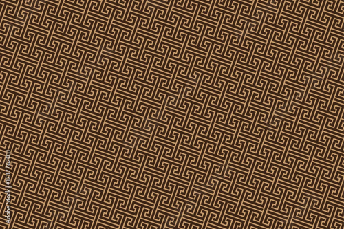 Geometric Greek Key Pattern in Brown and Tan geometric pattern
