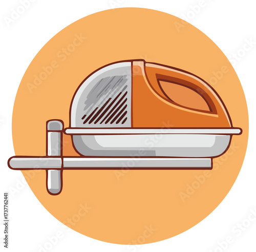 Modern hooded cat litter box vector illustration for pet care and hygiene supplies