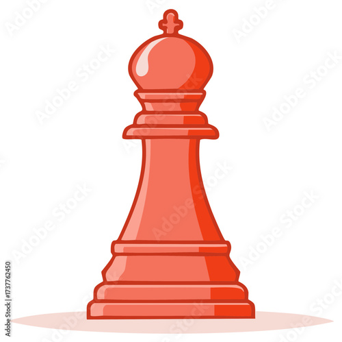 A single red chess bishop piece with a stylized outline stands on a subtle shadow.