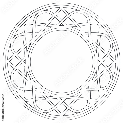 Intricate circular Celtic knot design symmetrical abstract pattern mystical symbol frame border art