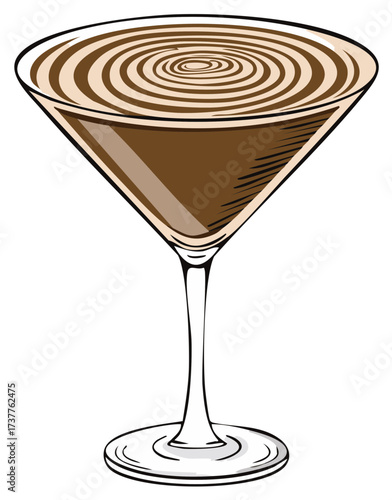 Elegant martini glass with mocha swirl design perfect for dessert cocktails