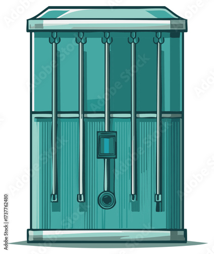 Futuristic science fiction stasis pod or cryo chamber illustration with control panel