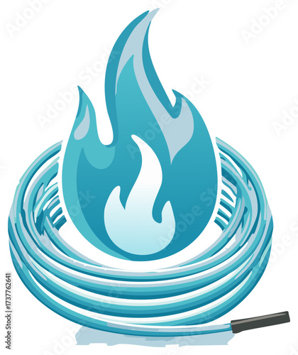 Jump Rope Encircled by Blue Flame Illustration for Fitness or Athletic Concept