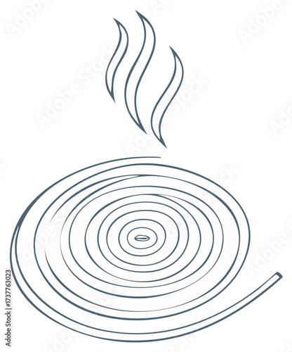 Abstract depiction of spiraling incense smoke and burning coil