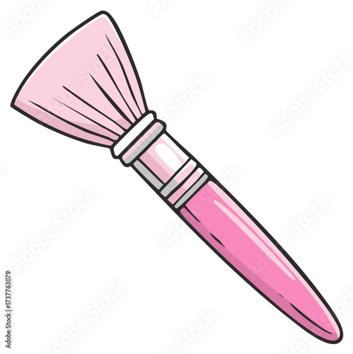 Single charming pink cosmetic makeup brush illustration for beauty and facial application