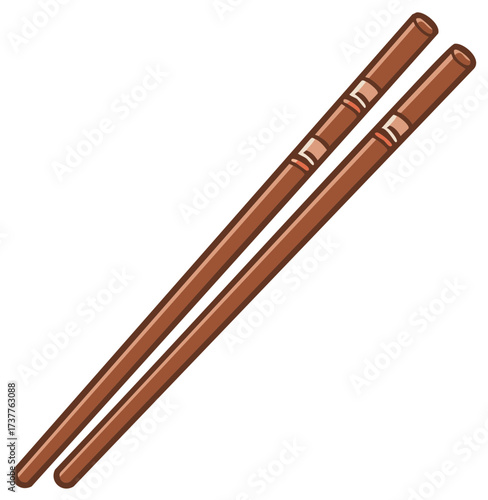 Wooden Chopsticks Cartoon Illustration Isolated