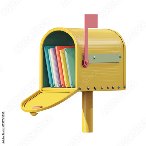 A 2D icon eggplant Vector illustration, flat design, animation design, minimalist design, clipart, EPS format, A Simple flat 2D icon of a mailbox with letters isolated on a transparent background. 