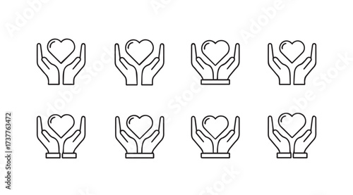 Vector art of heart in hands icons