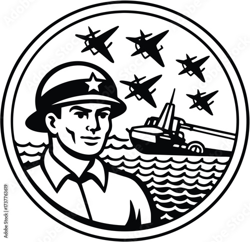 Retro vector illustration artwork of people depicting a pilot, a sailor, and a tradesman with a sword