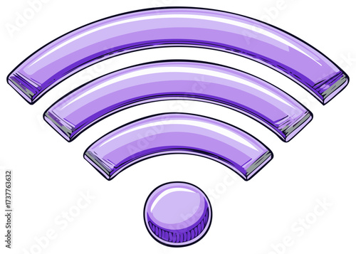 Vibrant purple WiFi signal icon for wireless internet communication and digital network