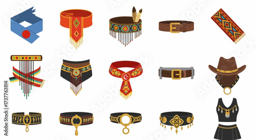 Collection of Diverse Fashionable Belts and Accessories.