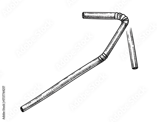 Broken Plastic Drinking Straw, Environmental Issue, Waste, Recycling, Sustainability.