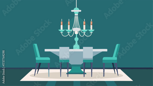 A gl crystal chandelier hanging over a marbletopped dining table.