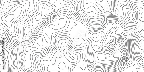 Abstract Vector Topographic Map Background with Wavy Contour Lines, Geometric Terrain Relief, and Mountain Grid Pattern for Geography, Navigation, and Travel Design Concept.