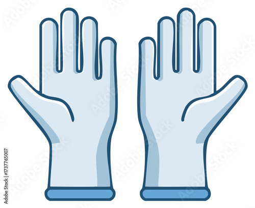 Pair of Light Blue Medical Examination Gloves Open Palm