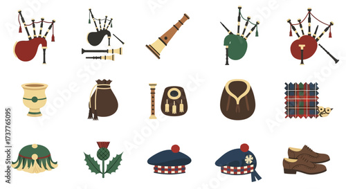 Collection of Scottish Cultural Symbols and Traditional Items.