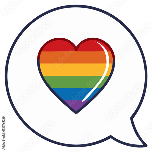 Rainbow Heart Icon in Speech Bubble LGBT Pride Concept