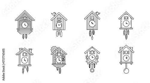 Vector art of cuckoo clock collection