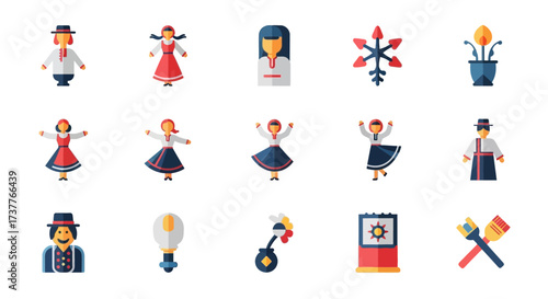 Collection of Ukrainian Cultural Icons and Symbols.