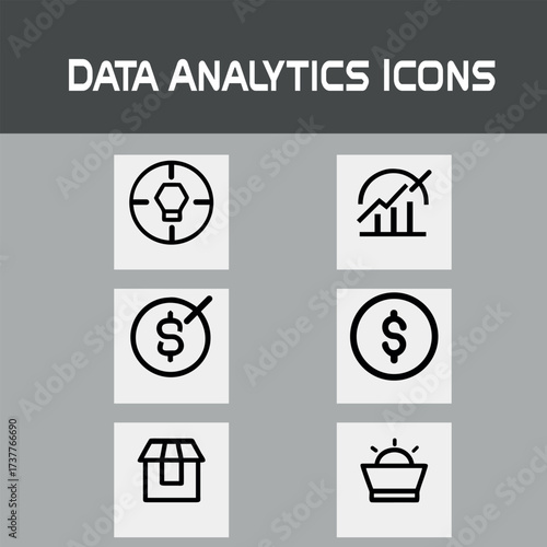 Modern Seo Data Analytics Icons Set, Statistics, Charts & Dashboard Elements, Chart, graph, report, Business Growth, Insights, trend, Marketing