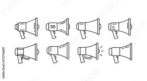 Vector art of megaphone icon set line