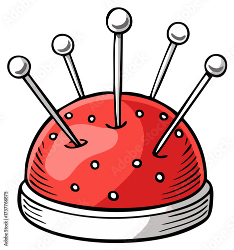 Creative Sewing Tool Red Pincushion with Metal Pins