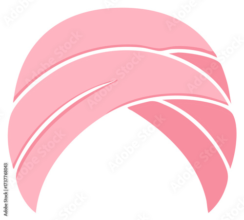 Pink Turban Headdress Illustration Depicting Cultural Headwrap, Fabric Head Covering, and Traditional Headwear Style with Abstract Design