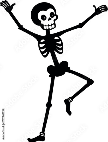 Skeleton hand creepy silhouette, Halloween skull vector icon, Anatomy bone illustration