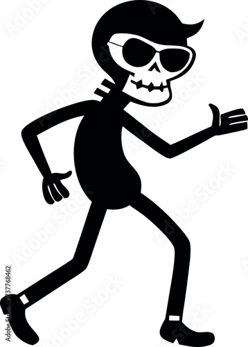Skeleton hand illustration vector, Halloween anatomy icon, Human skull bone design