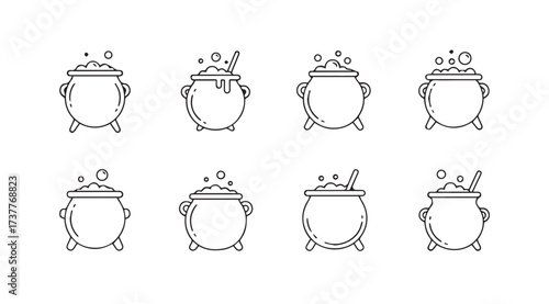 Vector art of cauldron outline set