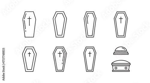 Vector art of coffins isolated on white