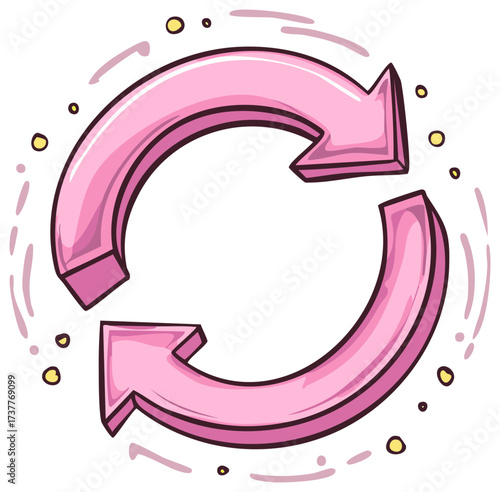 Pink Circular Arrows Symbolizing Process, Refresh and Loop Animation