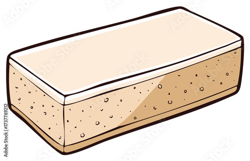 Illustrated rectangle with smooth top and textured crumbly side