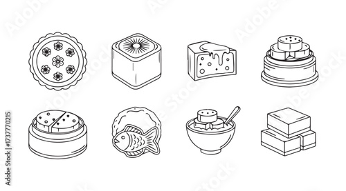 Vector art of desserts on white