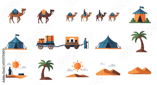 Desert Caravan and Oasis Elements Collection.