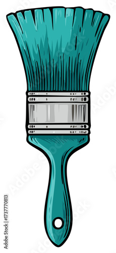 Aqua Blue Paint Brush with Silver Ferrule and Handle