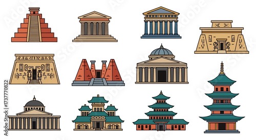 Diverse Architectural Icons - A Collection of Global Landmarks.