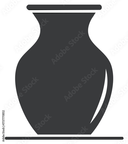 Classic pottery vase silhouette with a sleek rounded form and a flat base representing ancient crafts