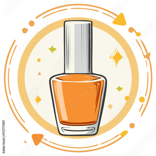 Vibrant Orange Nail Polish Bottle Illustration for Beauty and Fashion Design