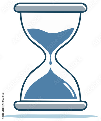 Illustration of Blue Hourglass with Falling Drop Representing Time Passing Concept